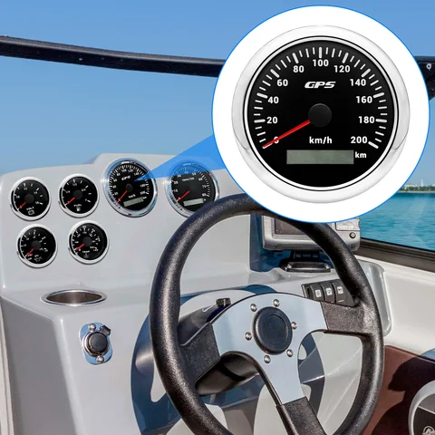 A 85 мм GPS-спидометр для мотоцикла, морской лодки, 30 ~ 200 кГц, измеритель скорости для лодки, автомобиля, грузовика с GPS-антенной, 7 цветов подсветки
