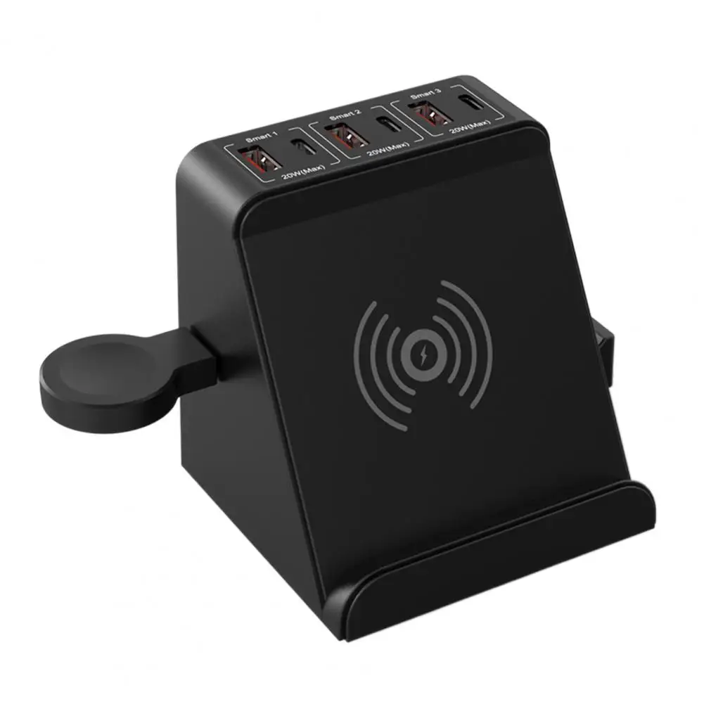 

US Plug Practical 80W PD QC3.0 Wireless Fast Charger Adapter Radiation-free Wireless Charger 6 in 1 for Desktop