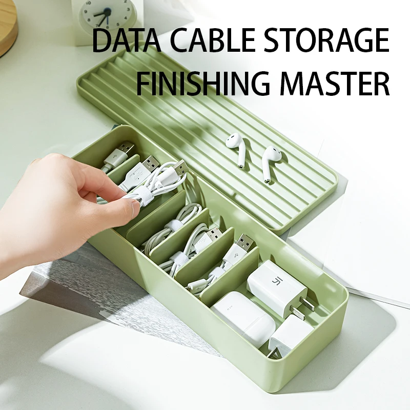 

Data Cable Storage Box Cover Dustproof Power Wire Tray Network Charger Cable Tube Earphone Cable Organizer