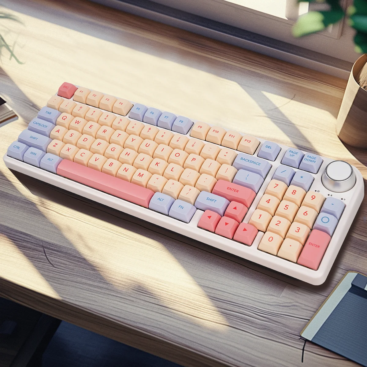 Клавиатура Механическая MATHEW TECH MK96, розовая прокладка, перезаряжаемая в горячее время, трехрежимная беспроводная ручка, подсветка, RGB светильник ка