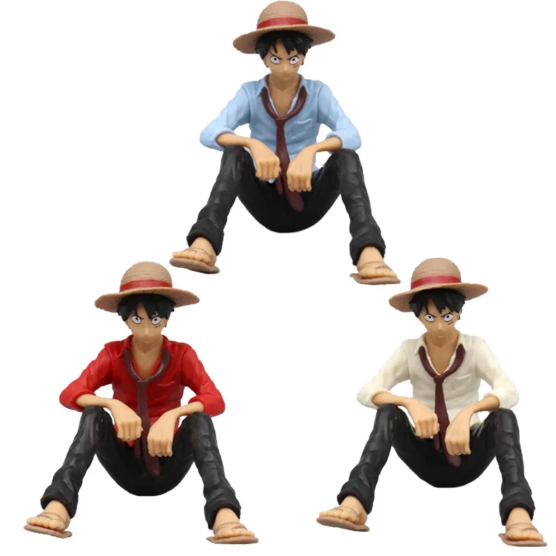 

Anime One Piece Monkey Straw Hat D Luffy Sitting Position Ornaments Figure Model King of Thieves Collection Doll Kids Toys Gift