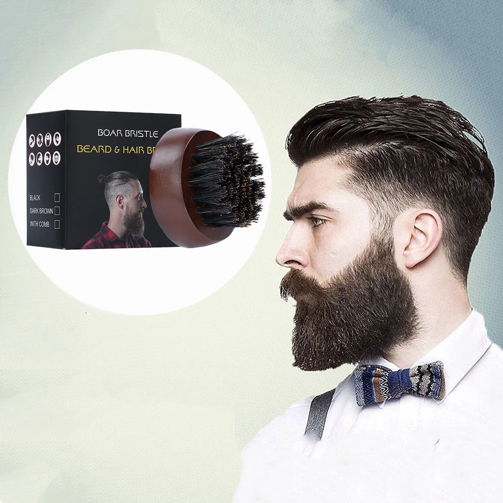 

Portable Professional Face Hair Brush Round Wood Handle Boar Bristle Men Shaving Mustache Comb Hairdresser Barber Beard Brushes