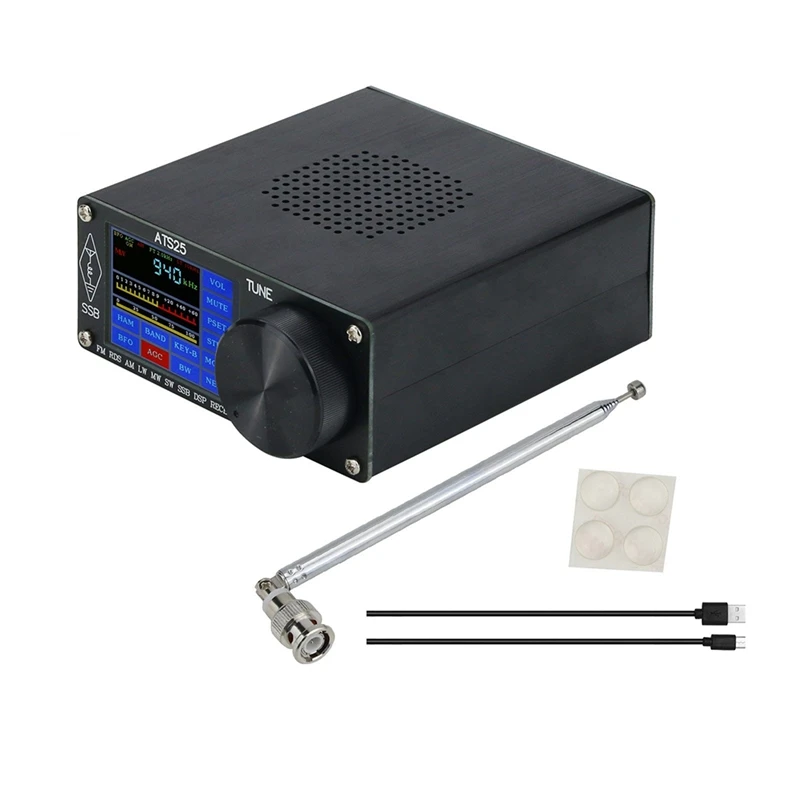

FULL-ATS-25 Si4732 Full-Band Radio Receiver DSP Receiver FM LW (MW and SW) and SSB with 2.4Inch Touch Screen with Antenna