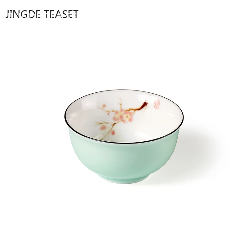 

Чайная чашка, 2 шт./лот, Китайская керамика, изысканная ручная роспись, узор в виде цветка сливы, чайная чашка, чайные принадлежности