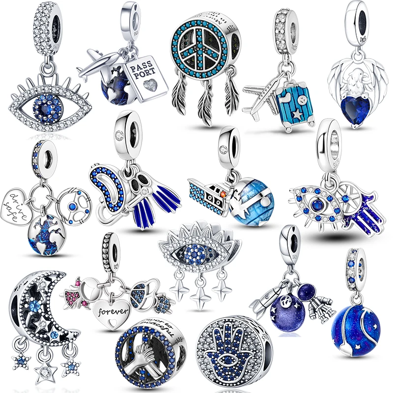 Браслет pandora женский из серебра 925 пробы с голубым цирконом