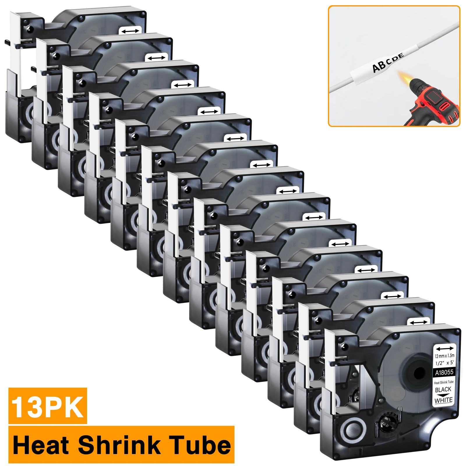 13PK 18055 18053 18056 5200 термоусадочная трубка этикетка лента совместимая с Dymo Rhino Maker 6000
