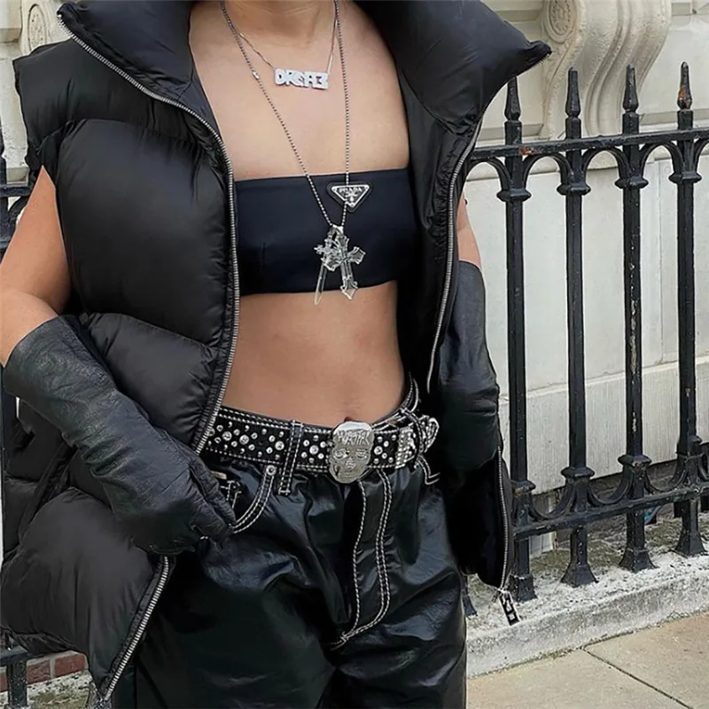 Jocoo Jolee Autumn Winter Black Sleeveless Women Padded Coats Fashion Warm Zipper Jacket Overcoat Female Casual 2022 Streetwear