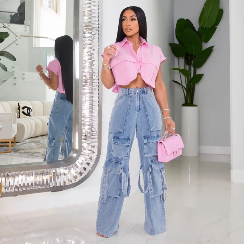 

Women Fashion Loose Turn Down Collar Short Sleeve Buttons Tops Casual Vintage Cardigan Irregular Crop Blouses Y2K Streetwear