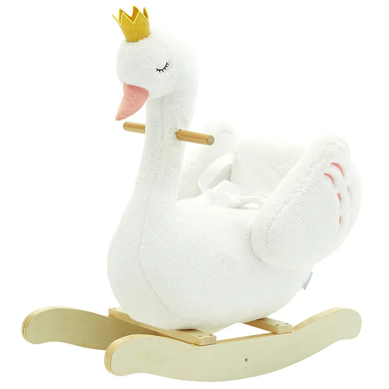 Huanbao solid wood rocking horse Swan Prince rocking horse rocking chair baby rocking horse toy birthday gift