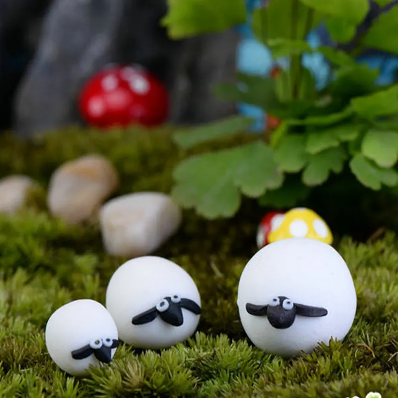 

3pcs/Lot Cute Miniature Sheep Family Garden Fairy Ornament Figurine Plant Pot Bonsai Home Decor Supply