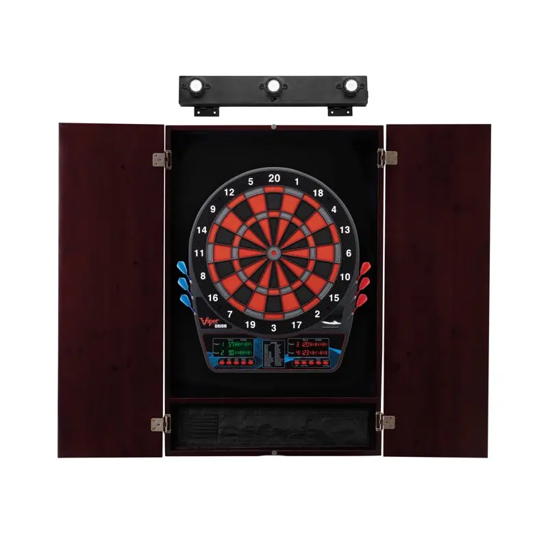 

Dartboard, Metropolitan Mahogany Cabinet & Shadow Buster Dartboard Light Bundle