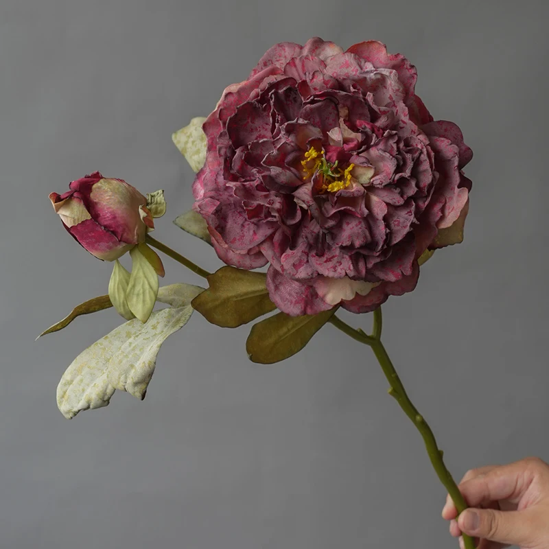 

Искусственный шелковый пион WQNJIN, большой, 2 головки