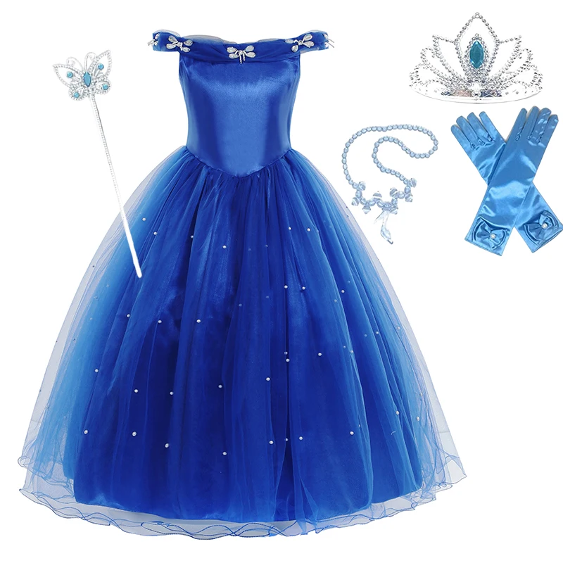 

Платье принцессы для девочек, Детский костюм, вечерние на день рождения, новое однотонное вечернее платье для девочек, комплект одежды для д...