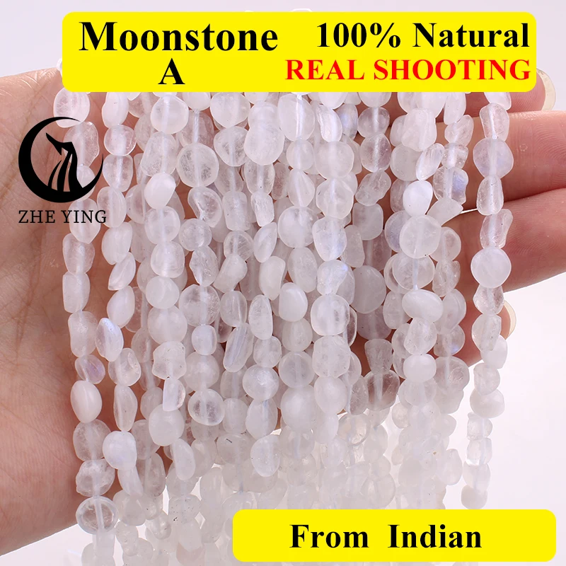 

Zhe Ying 6-8mm Natural A+ Moonstone Irregular Gemstones Loose Beads for Jewelry Necklace Bracelet Making DIY Accessories