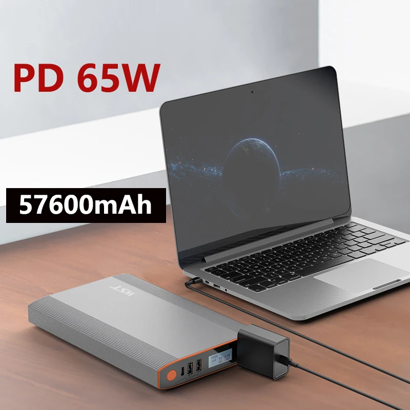 57600mAh Power Bank with 100W AC Output PD 65W Fast Charging Powerbank for iPhone Huawei Xiaomi Samsung Laptop Tablet Powerbank