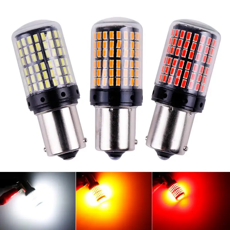 

1x 3014 144smd CanBus S25 1156 BA15S P21W LED BAY15D BAU15S PY21W lamp T20 LED 7440 W21W W21/5W led Bulbs For Turn Signal Light