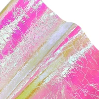 30x135cm holographic faux leather iridescent pink synthetic pu leather for handbags making diy crafts handmade leather material