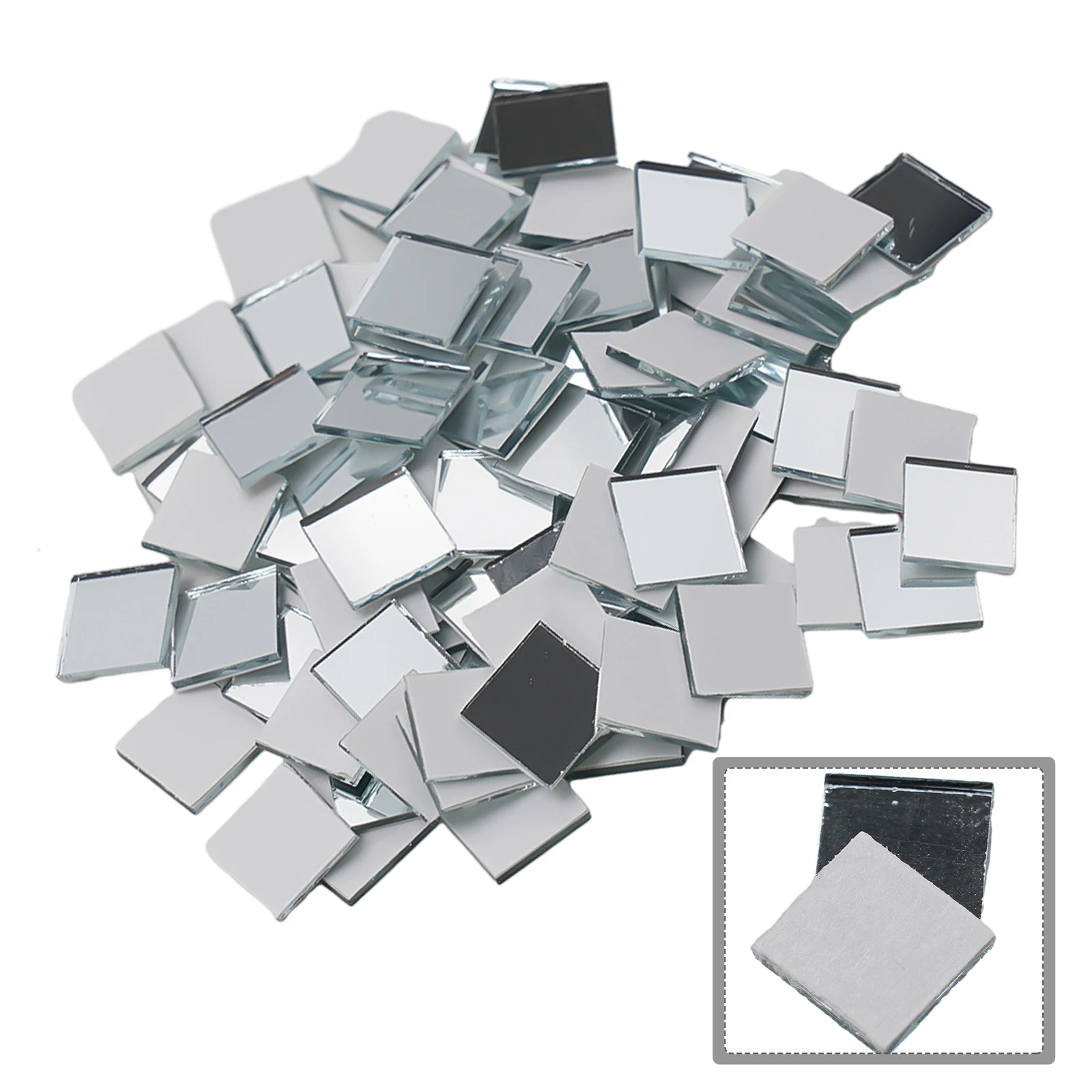 

100PCS DIY Disco Ball Glass Mirror Sticker Self Adhesive Wall Sticker 10X10 Mosaic Small Square Tile Craft Wall Artwork Decor