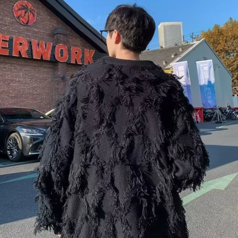 Пуловеры с кисточками мужские мешковатые мягкие теплые свитера повседневные