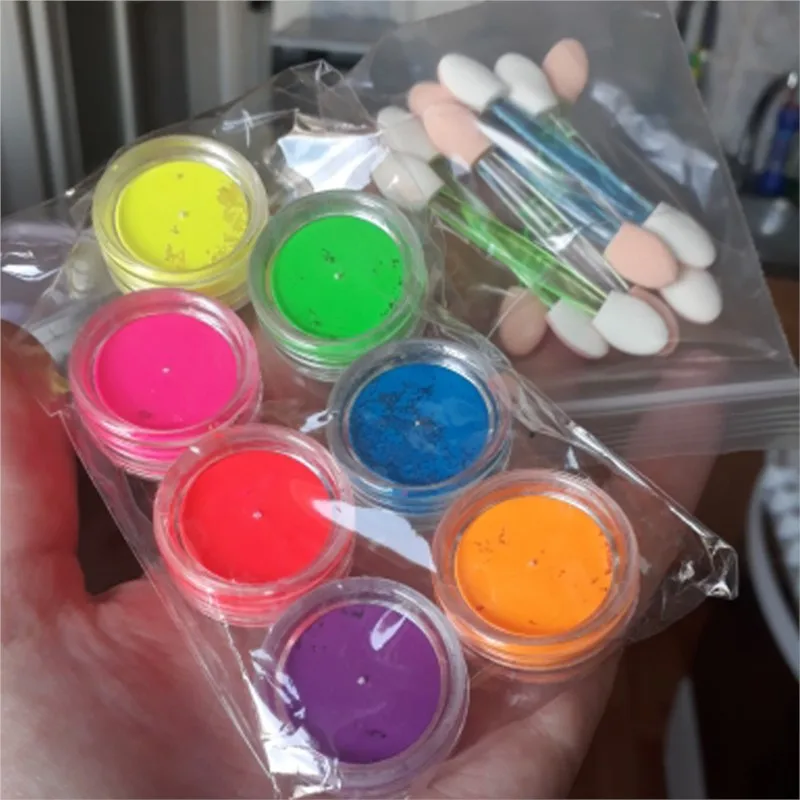

7/8Pcs Neon Pigment Nail Powder Fluorescent Chrome Pigment Nail Glitter Dust Gradient Effect Ombre Rubbing Dust Manicure Decor ^