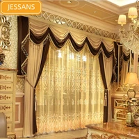 beige velvet stitching high grade velvet curtains for living room bedroom dining room partition curtain villa customization