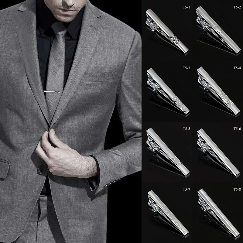 

New Iron Silver Color Tie Clip For Men Wedding Necktie Tie Clasp Clip Gentleman Ties Bar Crystal Tie Pin For Men's Accessories