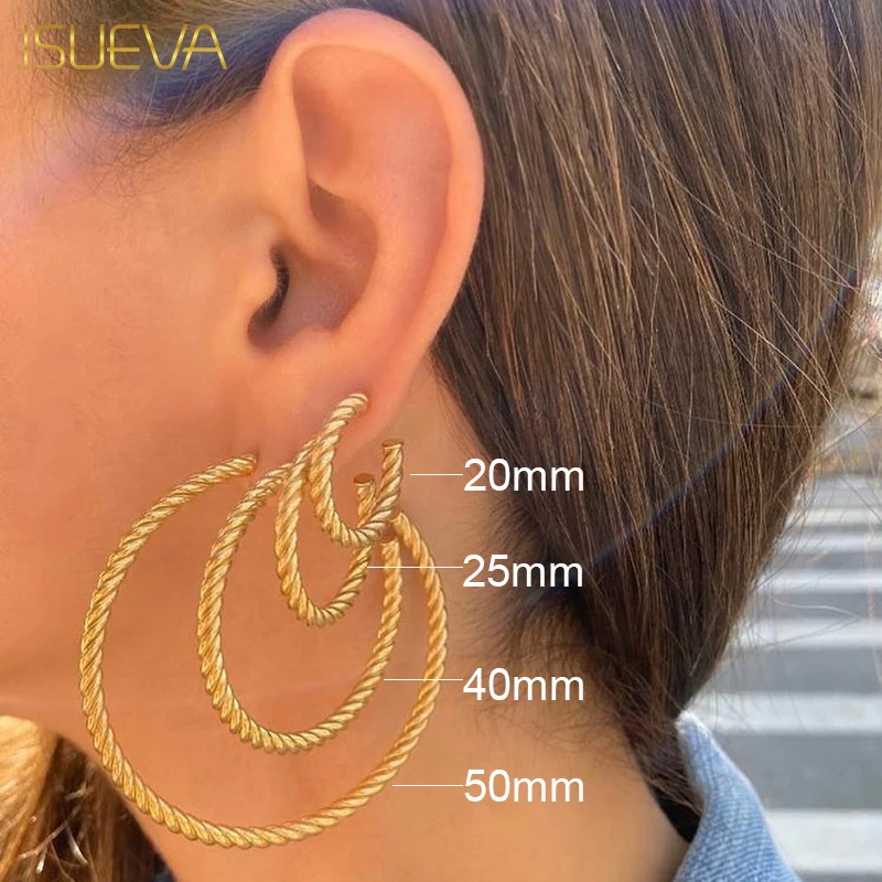 

ISUEVA Gold Plated Hoop Earrings for Women Fashion Piercing Exquisite Zircon Women's Stud Earrings 2023 Jewelry Wholesale