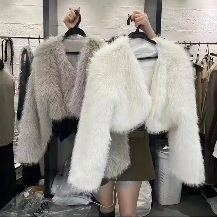 Пальто для женщин из меха и искусственного Roupas Femininas зимняя куртка короткие топы