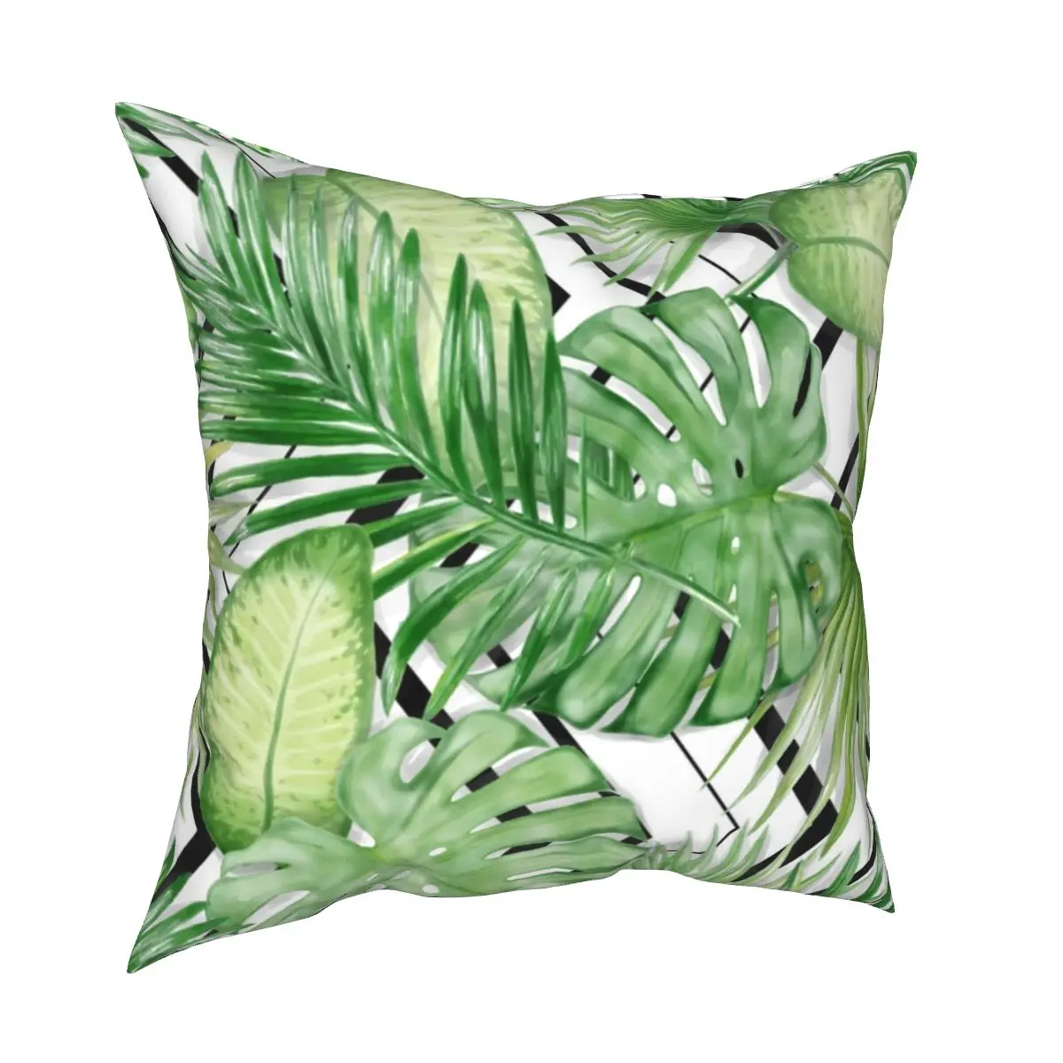 

Чехол для подушки с рисунком листьев, декоративный чехол для диванной подушки с тропическими зелеными джунглями, Гавайскими листьями, для г...
