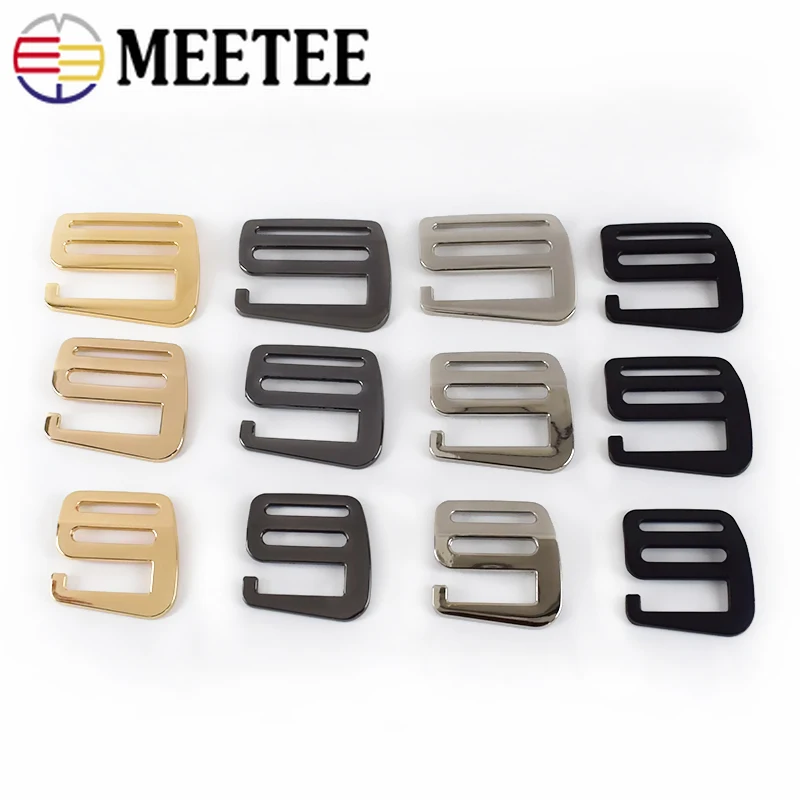 

Meetee 4/10Pcs 25/32/38mm Metal Tri-Glide Hook Adjust Buckles Handbag Webbing Strap Slider Hooks Clasp DIY Belt Ring Accessories