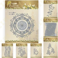golden christmas paper scroll holly branch wall clock bells new metal cutting dies scrapbook diary secoration embossing stencil