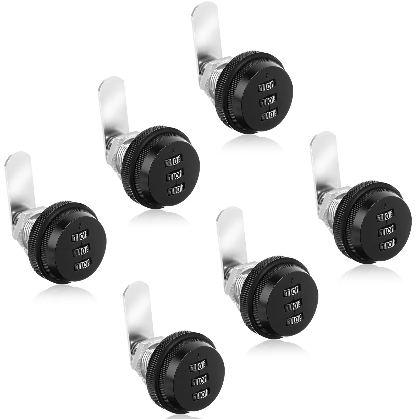 

6 Pieces Security Combination Cam LockCoded Cabinet Lock Metal Security Locks Bright Chrome Zinc Alloy Password Lock for Cabinet