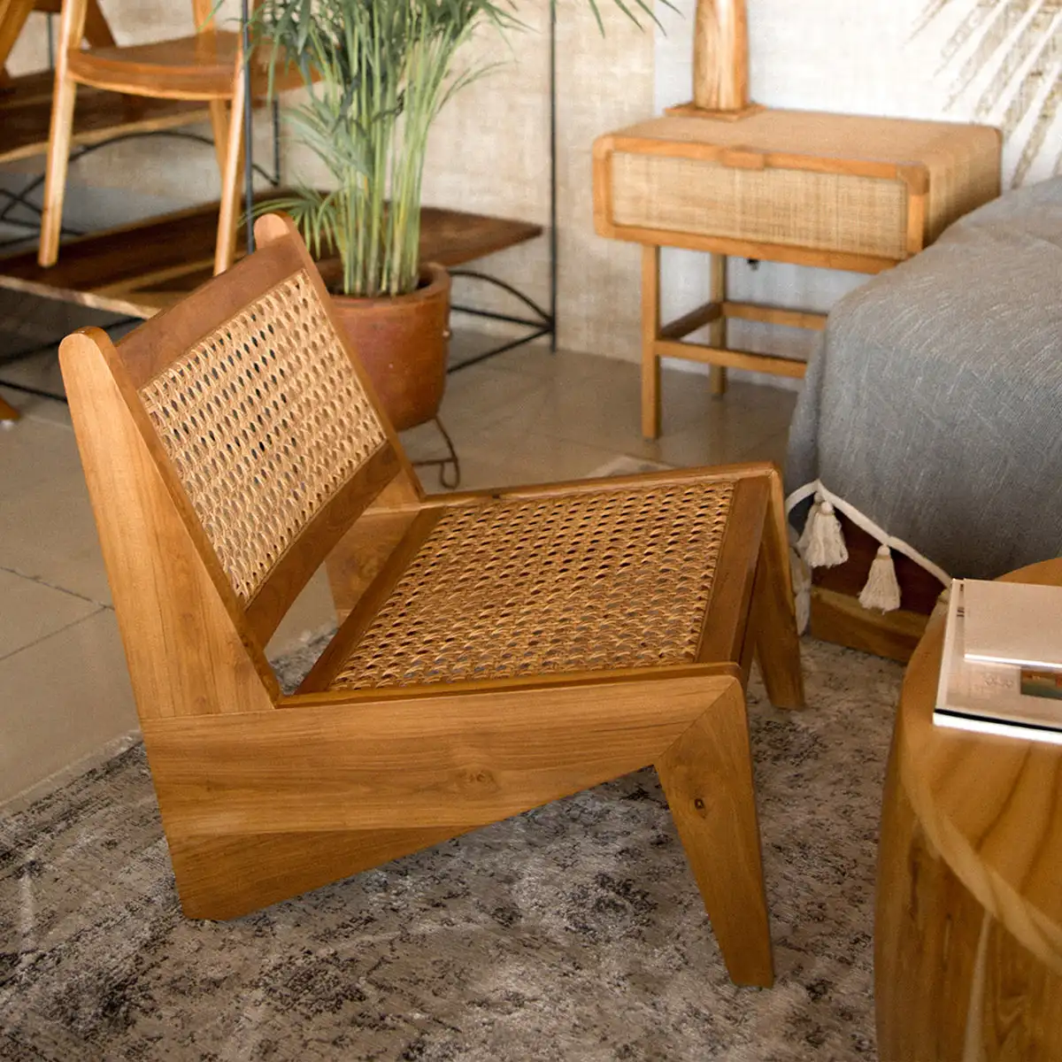 

Free Shipping Nordic Woven Rattan Wood Chair Wooden Chair Sofa Modern Dining Designer Chair Living Room Leisure Dining Furniture