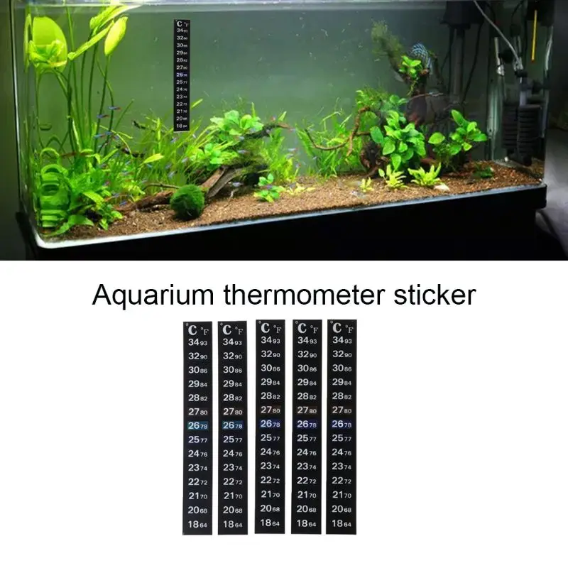

67JE Aquarium Temperature Sticker Fish for Tank Strip for Bottle Beverage Waterproof