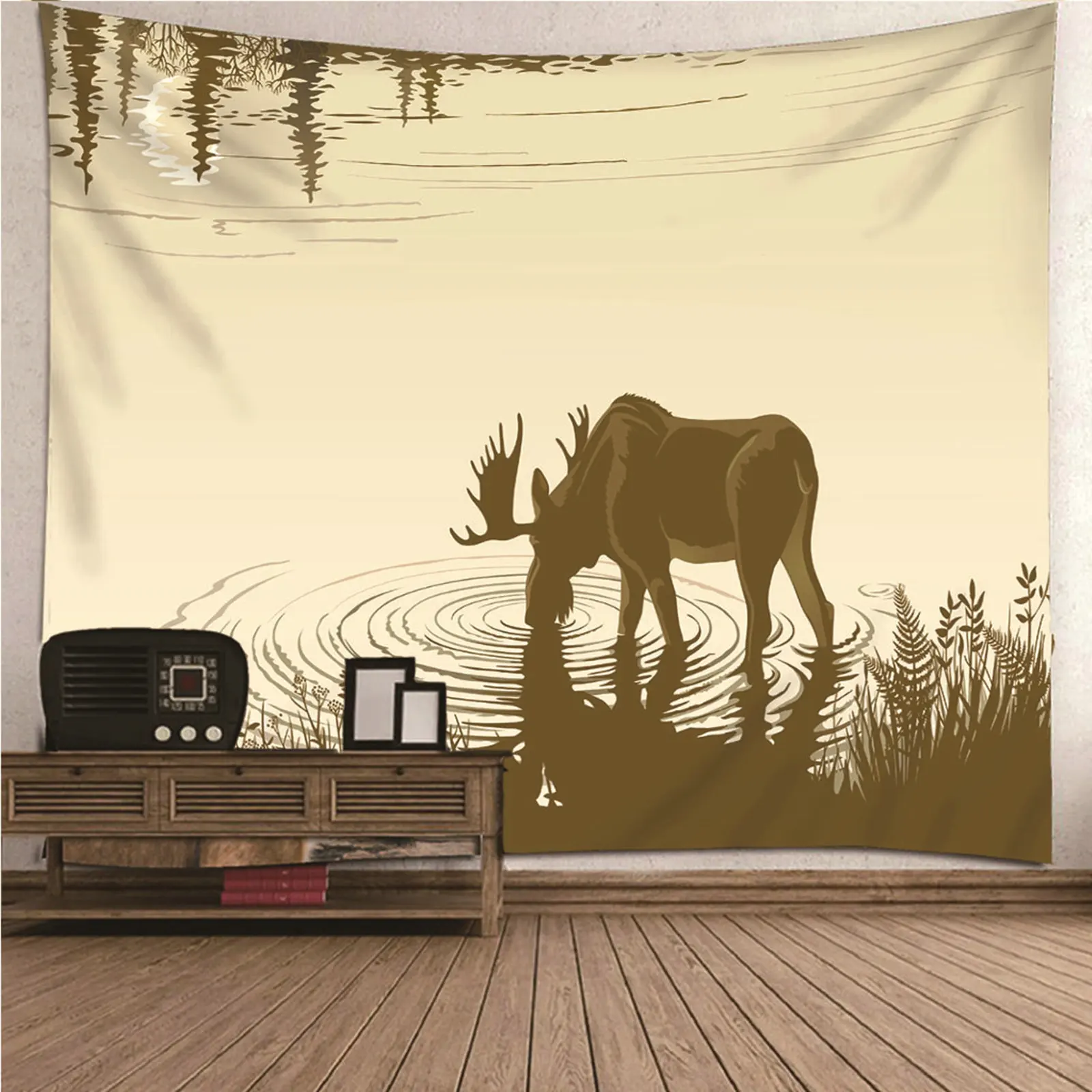 

Tapestry Simple Home Decor Accents Living Room Nature animal Animal Theme Elk Drinking Water Wall Hanging Blanket Dorm Art Decor