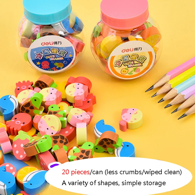

20Pcs Cute Mini Eraser Fruit Rubber Kid School Correction Supplies Pencil Eraser