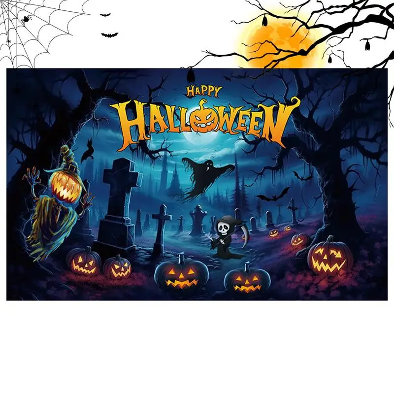 

Halloween Party Backdrop 5.9x3.6ft Photography Pumpkin Grave Ghost Background Photo Studio Photographic Banner