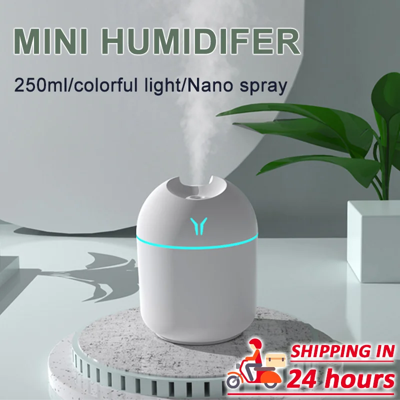 

250ml 300ml Mini Air Humidifier Portable USB H2o Humidifiers Oil Diffuser Humidificator Purifier for Car Bedroom Free Shipping