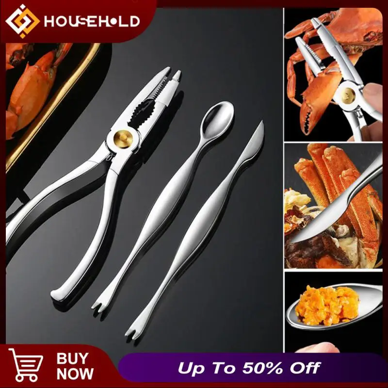 

Picking Crab Meat Is Easy Crab Clamp Lightweight Picking Crab Stainless Steel Seafood Tool Set Large Rivet Design Crab Pliers