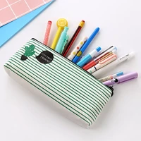large capacity pencil case grid canvas pencilcase student pen holder supplies striped pencil bag school box pouch stationery