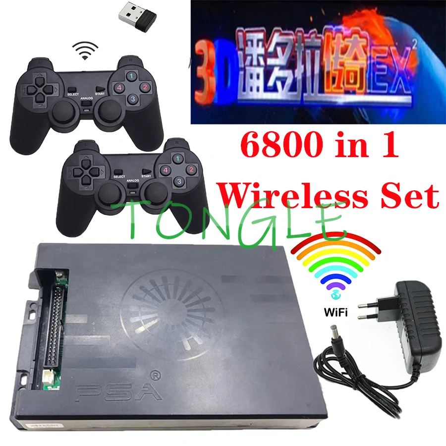 NEW 3D Pandora Saga EX WIFI Kit 6800 Video Games PCB Board With USB Wireless Controller Power Switch Cable HD HDMI Output