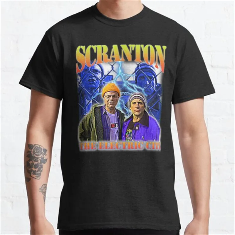 

Классическая футболка Scranton: The Electric City, Высококачественная Мужская футболка с коротким рукавом, брендовая графическая футболка YINBU