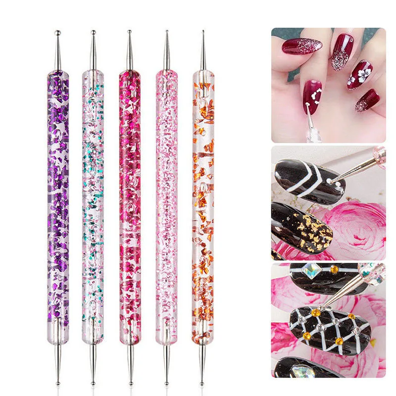 

Nail Art Dotting Pen UV Gel Painting Acrylic Handle Rhinestones Crystal 2 Way Brush Salon Decoration Manicure Tools Kit