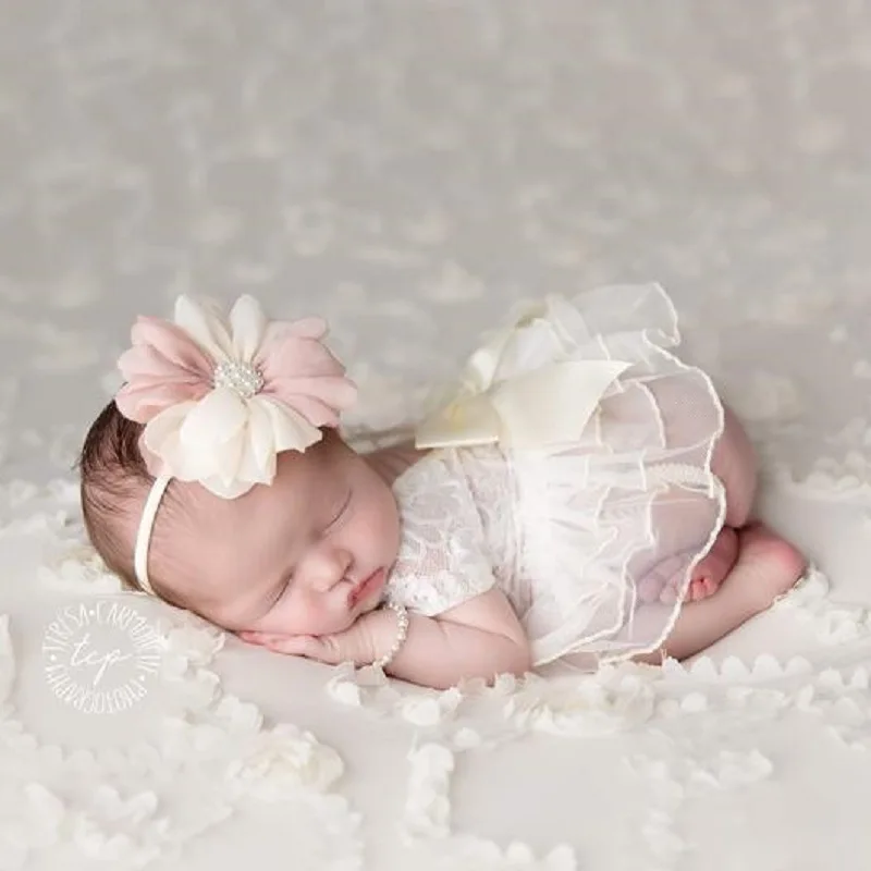 Newborn  Photography Costume Headband + Dress Suit Studio Baby Photograph Props Accessories Female Infant Photo Princess Dress