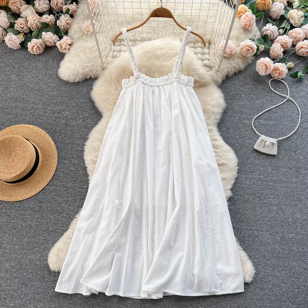 

Белое летнее платье в винтажном стиле для женщин, уникальный дизайн во французском стиле, идеально подходит для нежного пляжного отдыха, женское платье