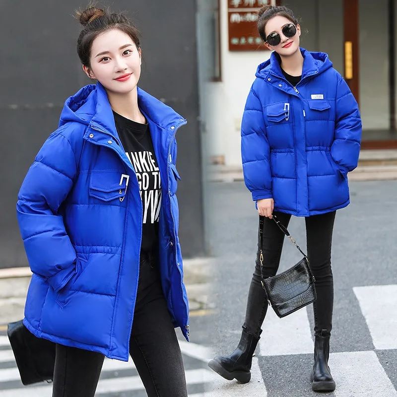 White Women's Winter Medium Length Jackets Coats Women Thicken Warm Padded Coat Oversized Lady Parkas Coat Ladies Cotton Outwear
