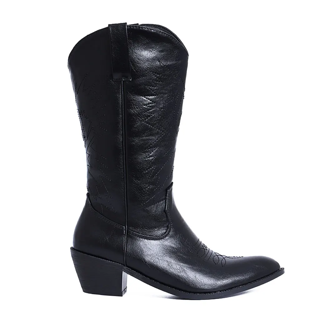 

Gnazhee Women's Cowboy Western Boots Zipper White Red Black Square Heels Woman Shoes Footwear 2022