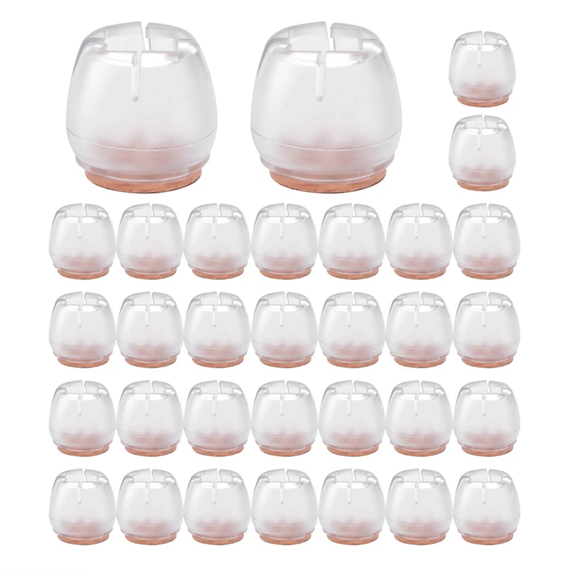 

Chair Leg Floor Protectors 32Pcs Transparent Clear Silicone Chair Leg Caps Furniture Sliders For Hardwood Floors