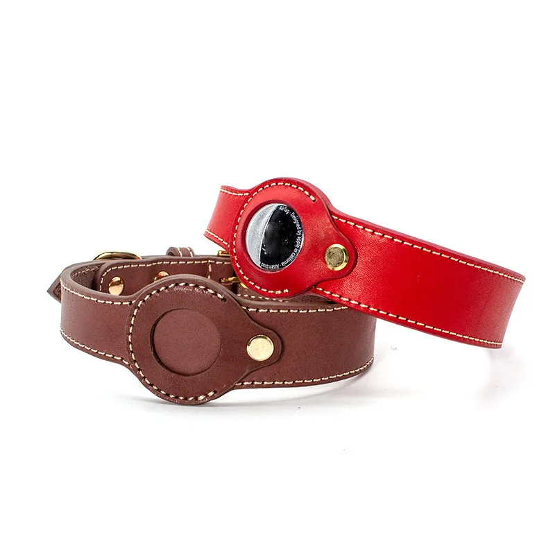 

Leather dog collar for Airtag Pet collar tracker anti-loss dog and cat collar Durable type Dogs Neck Accessories