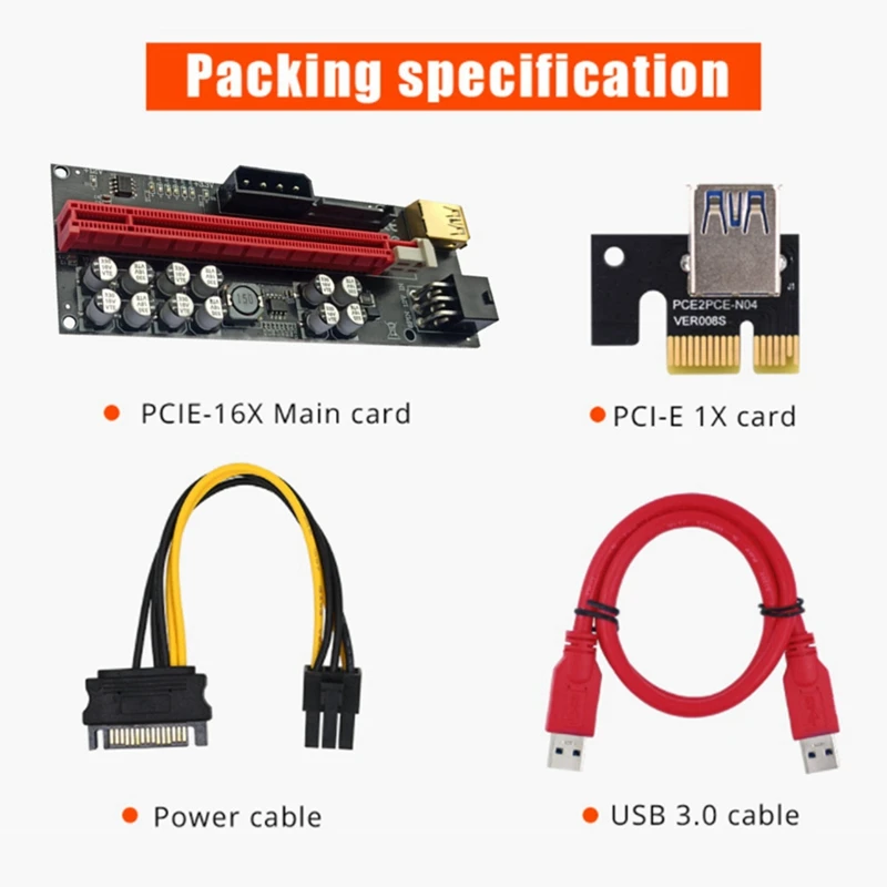 6 шт. Райзер-карта VER018 Plus USB 3 0 PCI-E 1X до 16X |
